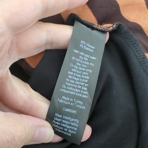 Zero + Maria Cornejo Women's Striped Sleeveless Asymmetrical Draped Brown Top XS - Picture 5 of 7